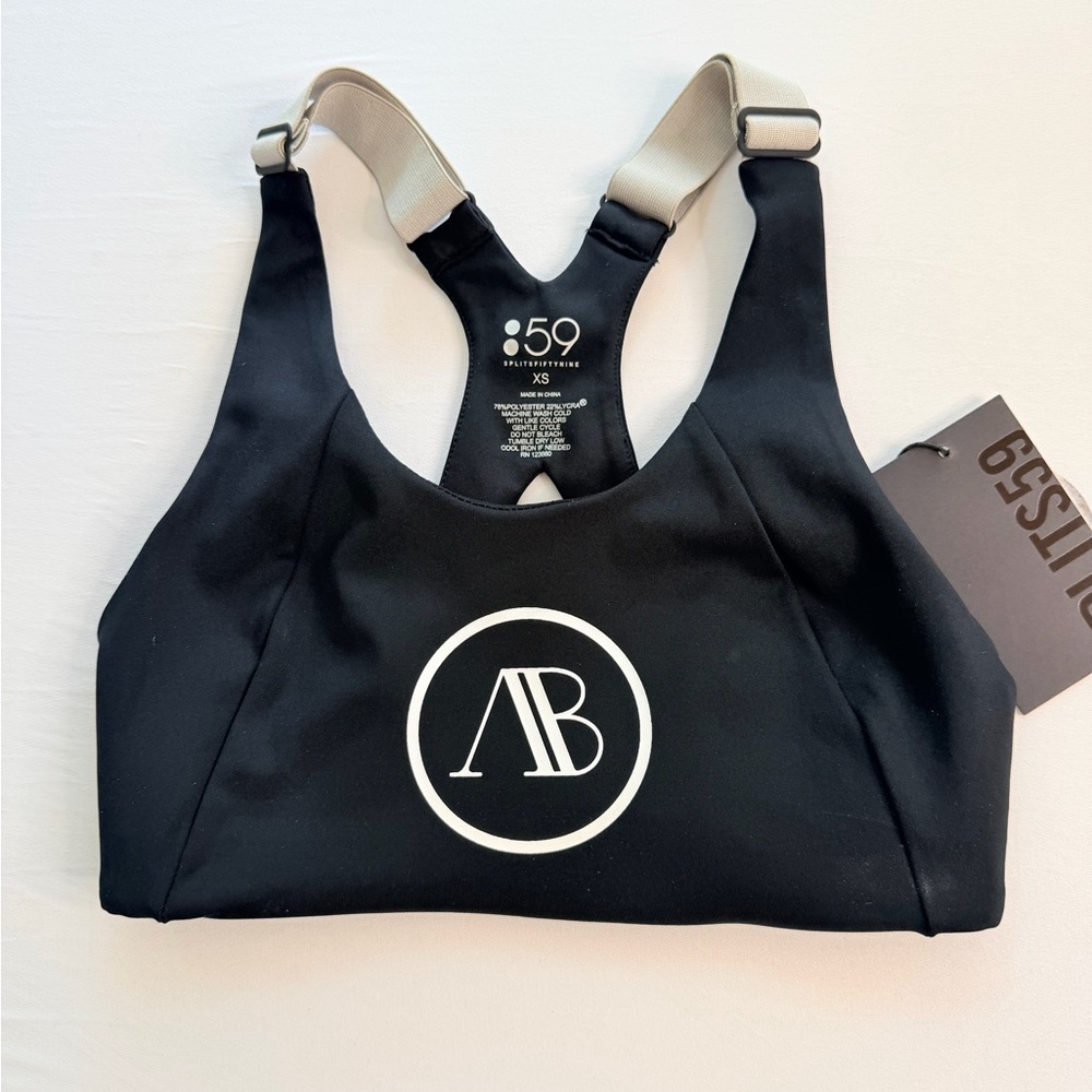 New! Splits59 Collab with ADDISON BAY‎ Black Adjustable Racerback Sports Bra XS
